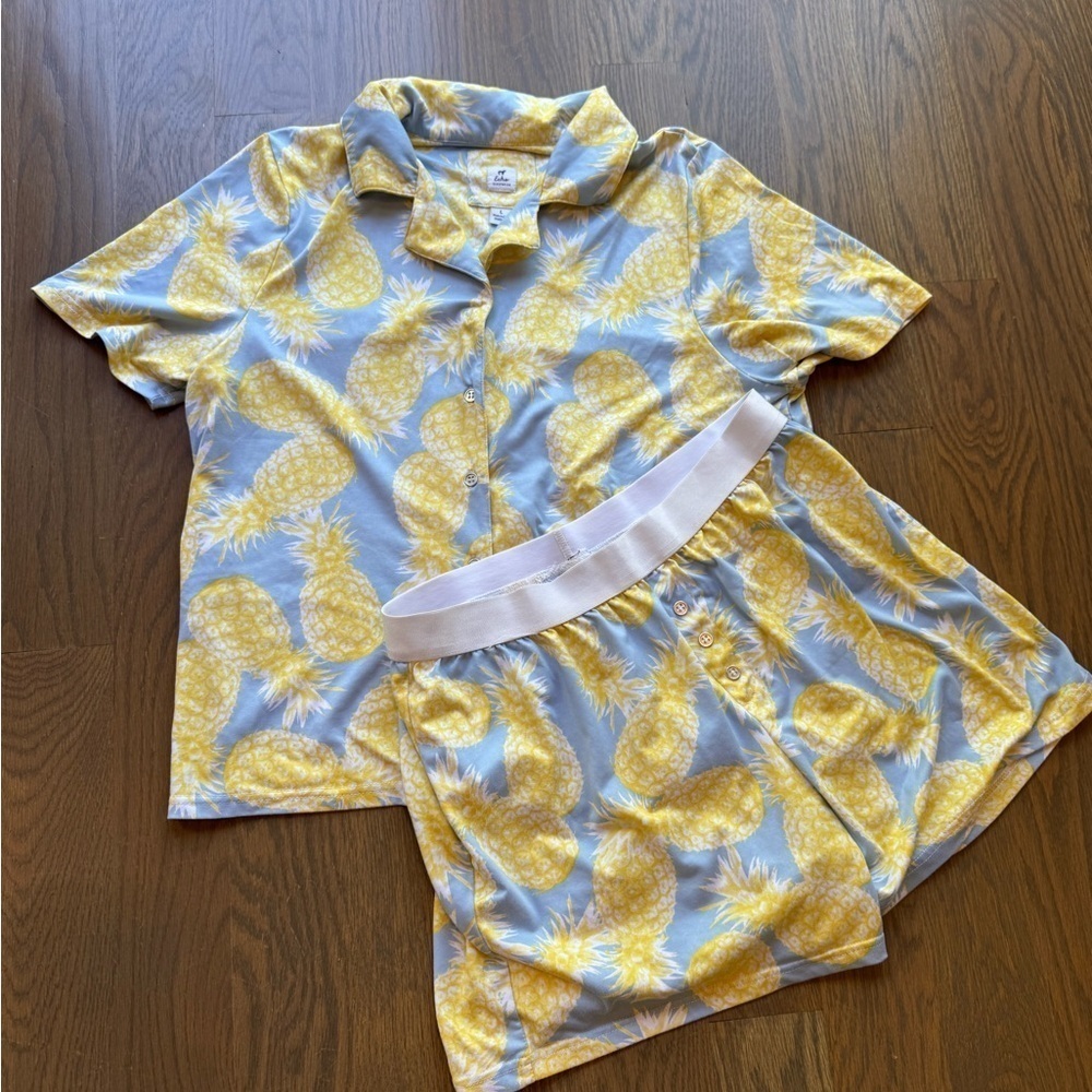 Echo Sleepwear Light Blue and Yellow Set size L elastic band